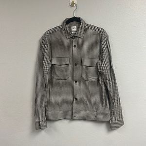 Zara Men's Black & White Collared Long Sleeve Houndstooth Cardigan Size M